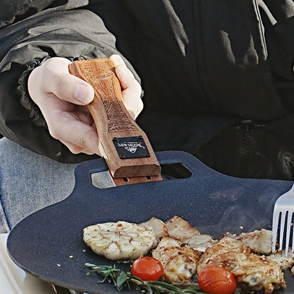 Camping Hiking Cooking - Наружная сковорода-гриль из натурального дерева с
